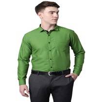 D-Fort Men's Slim Fit Formal  Shirt plain (Green)