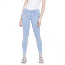 Women's Slim Fit Cotton Jeans (Sky Blue)