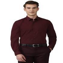 D-Fort Men's Slim Fit Formal  Shirt plain (Maroon)