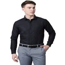D-Fort Men's Slim Fit Formal  Shirt plain (Black)