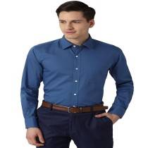 D-Fort Men's Slim Fit Formal  Shirt plain (Medium Blue)