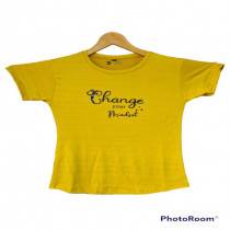 Girl's Printed T-shirt(Yellow)